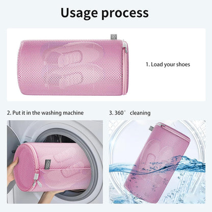 Shoe Washing Machine Bag, Shoe Cleaning Bag, Grey Zipper, 7x15" | Shoe Bag, For Sneaker, Tennis, Footwear, Trainers, Slippers, Sock, Honeycomb Mesh, Prevent Tangling