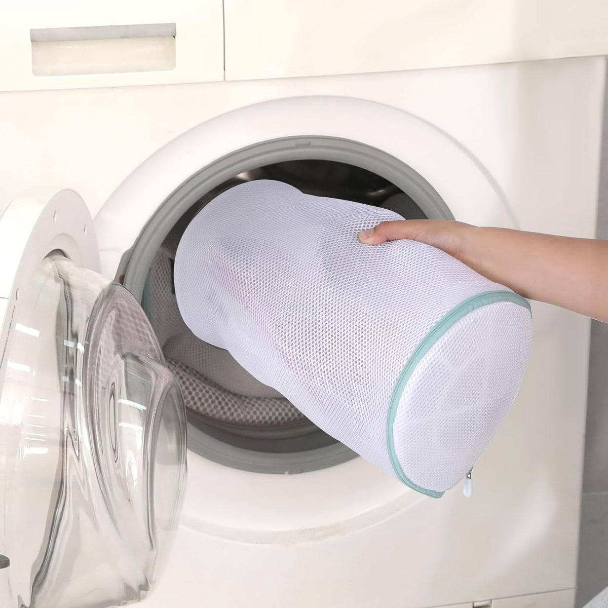 Shoe Washing Machine Bag, Shoe Cleaning Bag, Grey Zipper, 7x15" | Shoe Bag, For Sneaker, Tennis, Footwear, Trainers, Slippers, Sock, Honeycomb Mesh, Prevent Tangling