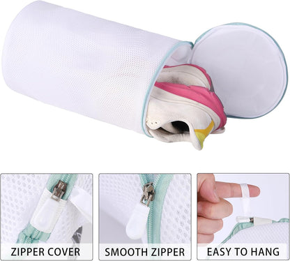 Shoe Washing Machine Bag, Shoe Cleaning Bag, Grey Zipper, 7x15" | Shoe Bag, For Sneaker, Tennis, Footwear, Trainers, Slippers, Sock, Honeycomb Mesh, Prevent Tangling