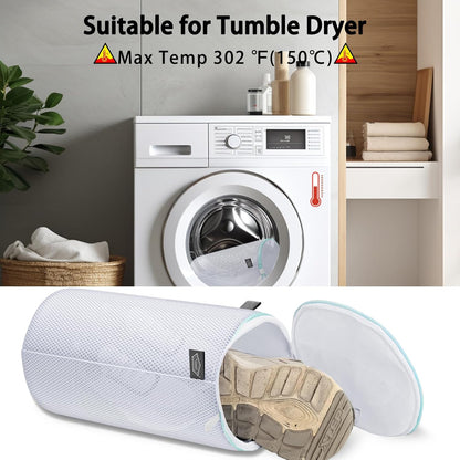Shoe Washing Machine Bag, Shoe Cleaning Bag, Grey Zipper, 7x15" | Shoe Bag, For Sneaker, Tennis, Footwear, Trainers, Slippers, Sock, Honeycomb Mesh, Prevent Tangling