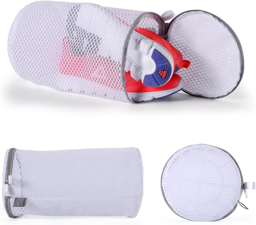 Shoe Washing Machine Bag, Shoe Cleaning Bag, Grey Zipper, 7x15" | Shoe Bag, For Sneaker, Tennis, Footwear, Trainers, Slippers, Sock, Honeycomb Mesh, Prevent Tangling