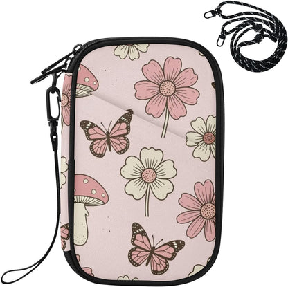 Travel Document Organizer 21×14×3 CM | Water Resistant Oxford Pen Loop Multi-Way Carry for Men Women Travel Butterfly Blooms