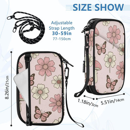 Travel Document Organizer 21×14×3 CM | Water Resistant Oxford Pen Loop Multi-Way Carry for Men Women Travel Butterfly Blooms