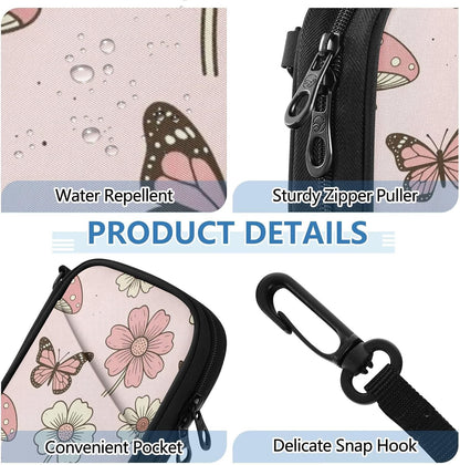 Travel Document Organizer 21×14×3 CM | Water Resistant Oxford Pen Loop Multi-Way Carry for Men Women Travel Butterfly Blooms
