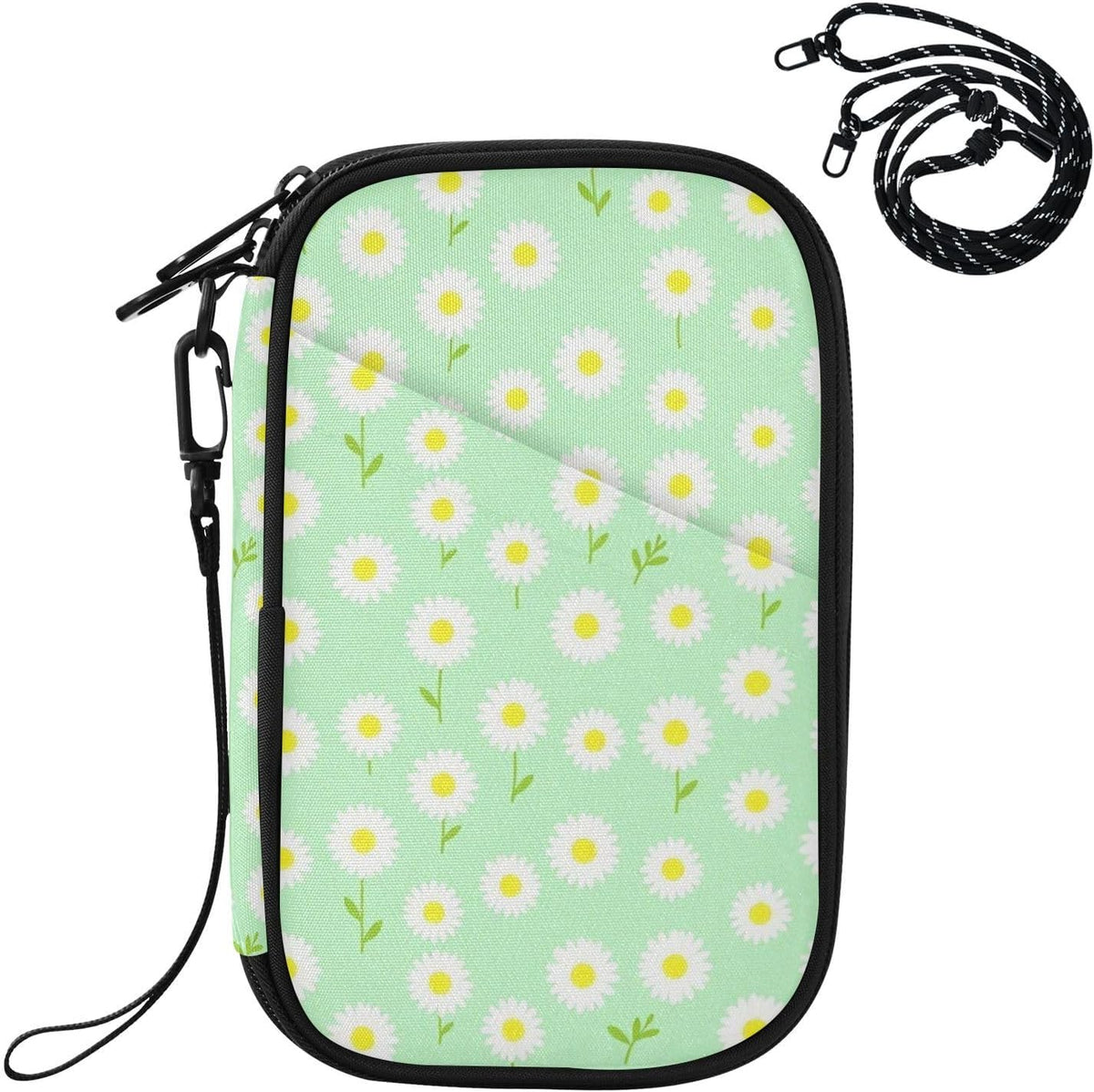 Travel Document Organizer 21×14×3 CM | Water Resistant Oxford Pen Loop Multi-Way Carry for Men Women Travel Butterfly Blooms