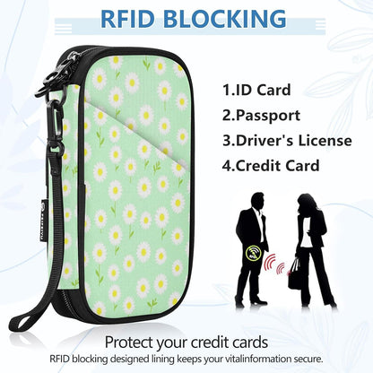 Travel Document Organizer 21×14×3 CM | Water Resistant Oxford Pen Loop Multi-Way Carry for Men Women Travel Butterfly Blooms