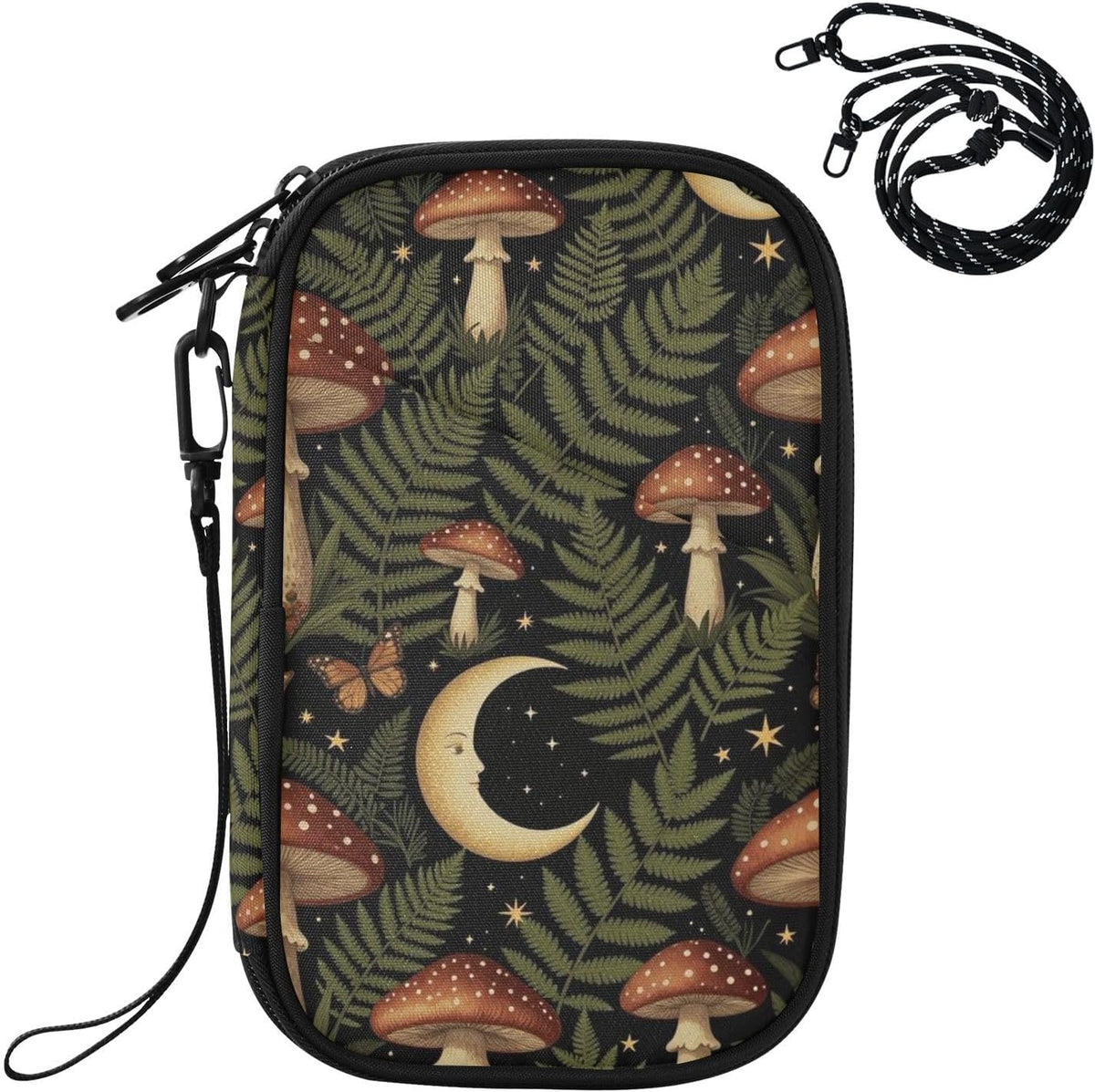 Travel Document Organizer 21×14×3 CM | Water Resistant Oxford Pen Loop Multi-Way Carry for Men Women Travel Butterfly Blooms