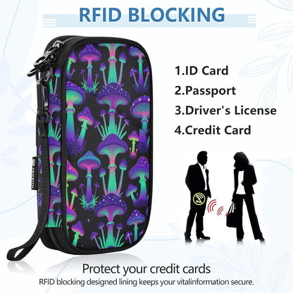Travel Document Organizer 21×14×3 CM | Water Resistant Oxford Pen Loop Multi-Way Carry for Men Women Travel Butterfly Blooms