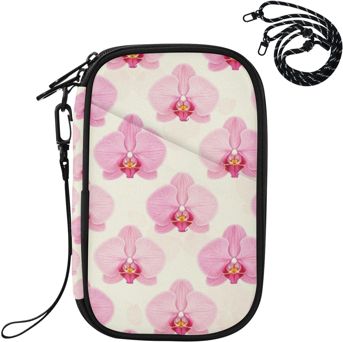 Travel Document Organizer 21×14×3 CM | Water Resistant Oxford Pen Loop Multi-Way Carry for Men Women Travel Butterfly Blooms