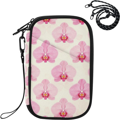 Travel Document Organizer 21×14×3 CM | Water Resistant Oxford Pen Loop Multi-Way Carry for Men Women Travel Butterfly Blooms