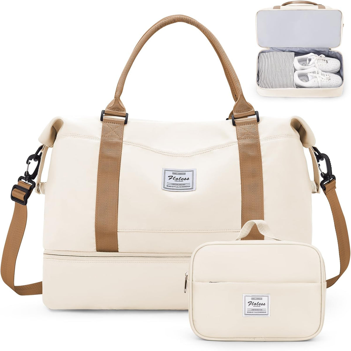 Weekender Bags for Women, Personal Item Travel Bag with Shoes Compartment | Overnight Travel Duffel Bag with Toiletry Bag, Airplane Friendly Carry-On Bag - Colors B