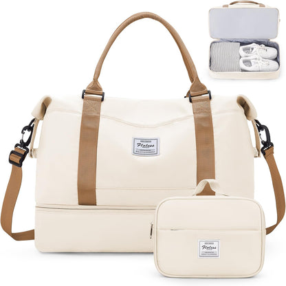 Weekender Bags for Women, Personal Item Travel Bag with Shoes Compartment | Overnight Travel Duffel Bag with Toiletry Bag, Airplane Friendly Carry-On Bag - Colors B