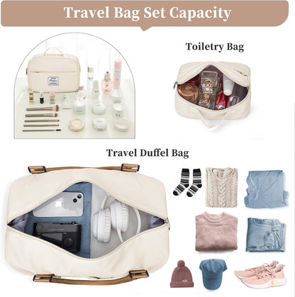 Weekender Bags for Women, Personal Item Travel Bag with Shoes Compartment | Overnight Travel Duffel Bag with Toiletry Bag, Airplane Friendly Carry-On Bag - Colors B