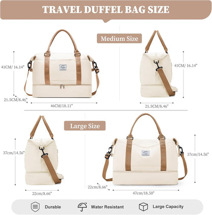 Weekender Bags for Women, Personal Item Travel Bag with Shoes Compartment | Overnight Travel Duffel Bag with Toiletry Bag, Airplane Friendly Carry-On Bag - Colors B