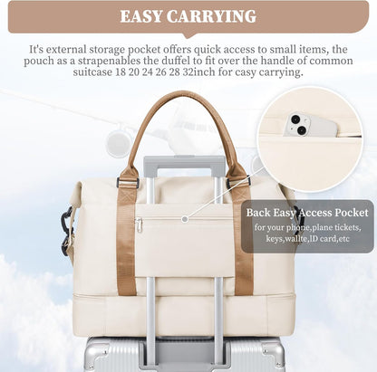 Weekender Bags for Women, Personal Item Travel Bag with Shoes Compartment | Overnight Travel Duffel Bag with Toiletry Bag, Airplane Friendly Carry-On Bag - Colors B