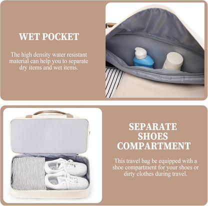 Weekender Bags for Women, Personal Item Travel Bag with Shoes Compartment | Overnight Travel Duffel Bag with Toiletry Bag, Airplane Friendly Carry-On Bag - Colors B