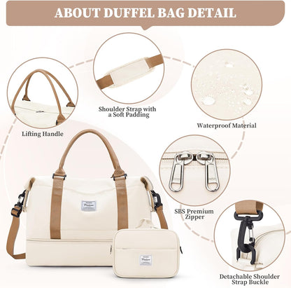 Weekender Bags for Women, Personal Item Travel Bag with Shoes Compartment | Overnight Travel Duffel Bag with Toiletry Bag, Airplane Friendly Carry-On Bag - Colors B
