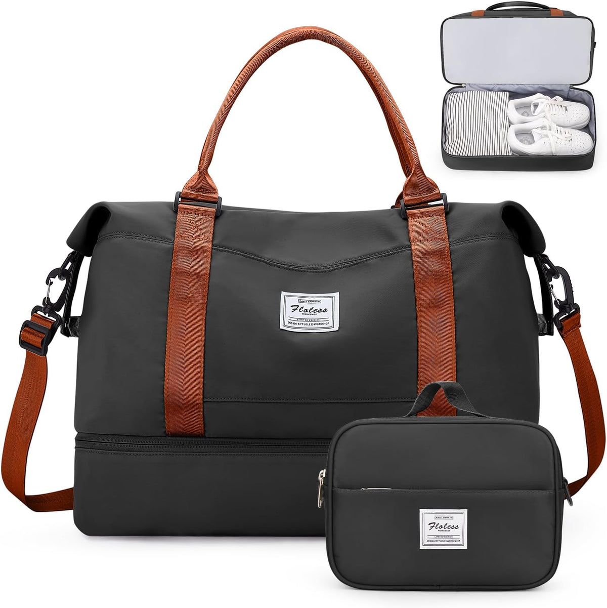 Weekender Bags for Women, Personal Item Travel Bag with Shoes Compartment | Overnight Travel Duffel Bag with Toiletry Bag, Airplane Friendly Carry-On Bag - Colors B