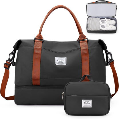 Weekender Bags for Women, Personal Item Travel Bag with Shoes Compartment | Overnight Travel Duffel Bag with Toiletry Bag, Airplane Friendly Carry-On Bag - Colors B