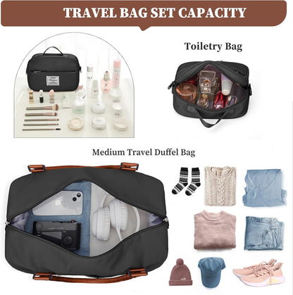Weekender Bags for Women, Personal Item Travel Bag with Shoes Compartment | Overnight Travel Duffel Bag with Toiletry Bag, Airplane Friendly Carry-On Bag - Colors B