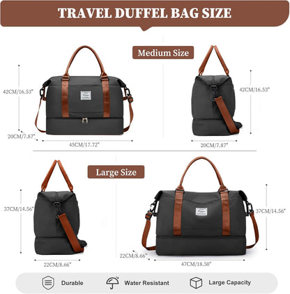 Weekender Bags for Women, Personal Item Travel Bag with Shoes Compartment | Overnight Travel Duffel Bag with Toiletry Bag, Airplane Friendly Carry-On Bag - Colors B