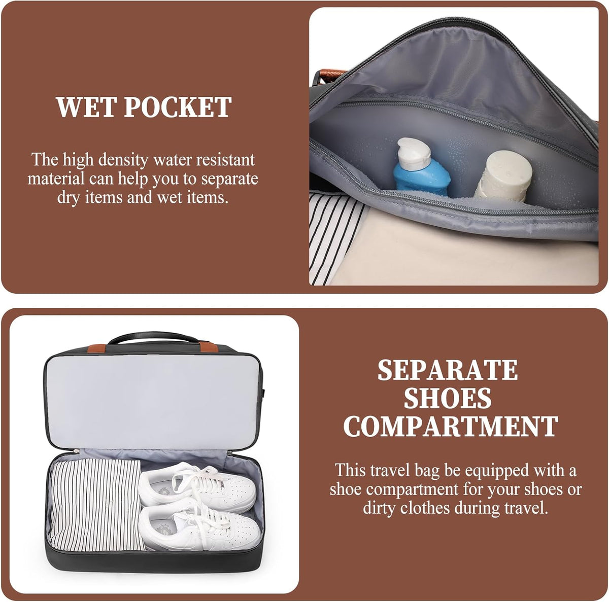 Weekender Bags for Women, Personal Item Travel Bag with Shoes Compartment | Overnight Travel Duffel Bag with Toiletry Bag, Airplane Friendly Carry-On Bag - Colors B