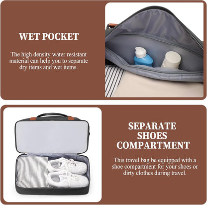 Weekender Bags for Women, Personal Item Travel Bag with Shoes Compartment | Overnight Travel Duffel Bag with Toiletry Bag, Airplane Friendly Carry-On Bag - Colors B