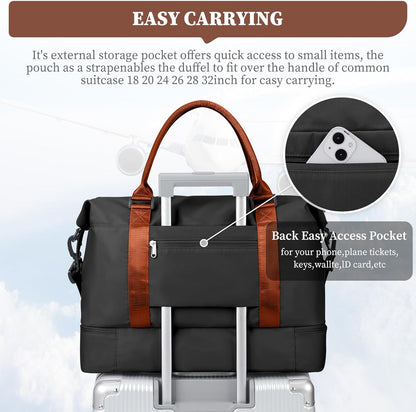 Weekender Bags for Women, Personal Item Travel Bag with Shoes Compartment | Overnight Travel Duffel Bag with Toiletry Bag, Airplane Friendly Carry-On Bag - Colors B