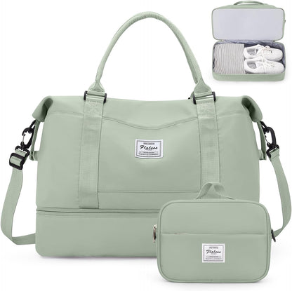 Weekender Bags for Women, Personal Item Travel Bag with Shoes Compartment | Overnight Travel Duffel Bag with Toiletry Bag, Airplane Friendly Carry-On Bag - Colors B