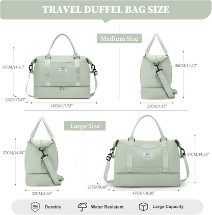 Weekender Bags for Women, Personal Item Travel Bag with Shoes Compartment | Overnight Travel Duffel Bag with Toiletry Bag, Airplane Friendly Carry-On Bag - Colors B