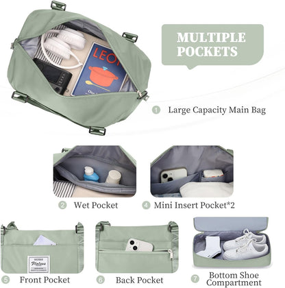 Weekender Bags for Women, Personal Item Travel Bag with Shoes Compartment | Overnight Travel Duffel Bag with Toiletry Bag, Airplane Friendly Carry-On Bag - Colors B