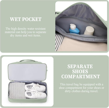 Weekender Bags for Women, Personal Item Travel Bag with Shoes Compartment | Overnight Travel Duffel Bag with Toiletry Bag, Airplane Friendly Carry-On Bag - Colors B