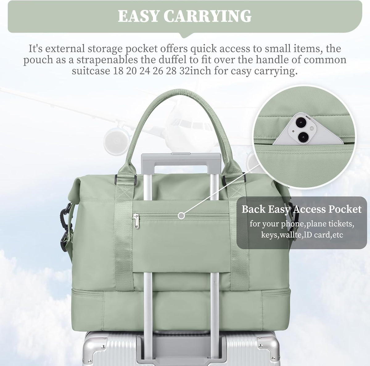 Weekender Bags for Women, Personal Item Travel Bag with Shoes Compartment | Overnight Travel Duffel Bag with Toiletry Bag, Airplane Friendly Carry-On Bag - Colors B
