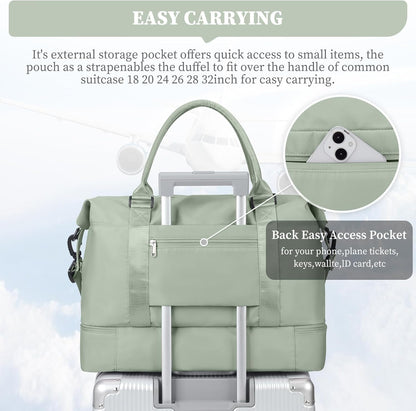 Weekender Bags for Women, Personal Item Travel Bag with Shoes Compartment | Overnight Travel Duffel Bag with Toiletry Bag, Airplane Friendly Carry-On Bag - Colors B