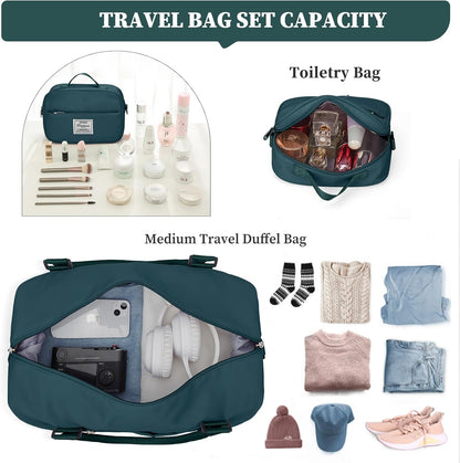 Weekender Bags for Women, Personal Item Travel Bag with Shoes Compartment | Overnight Travel Duffel Bag with Toiletry Bag, Airplane Friendly Carry-On Bag - Colors B