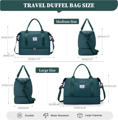 Weekender Bags for Women, Personal Item Travel Bag with Shoes Compartment | Overnight Travel Duffel Bag with Toiletry Bag, Airplane Friendly Carry-On Bag - Colors B