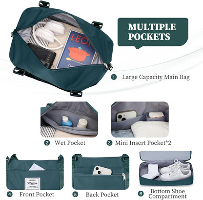Weekender Bags for Women, Personal Item Travel Bag with Shoes Compartment | Overnight Travel Duffel Bag with Toiletry Bag, Airplane Friendly Carry-On Bag - Colors B