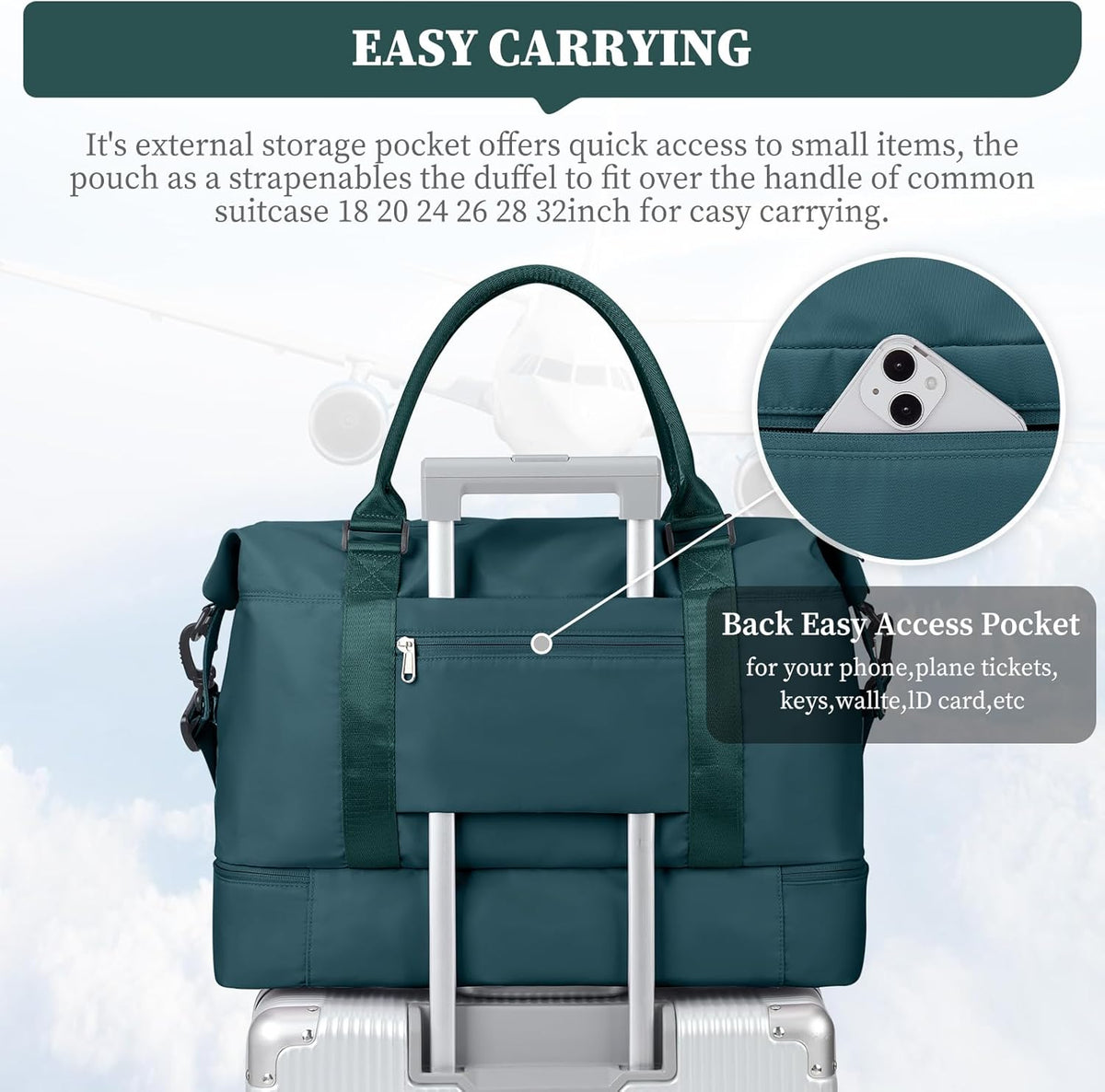 Weekender Bags for Women, Personal Item Travel Bag with Shoes Compartment | Overnight Travel Duffel Bag with Toiletry Bag, Airplane Friendly Carry-On Bag - Colors B