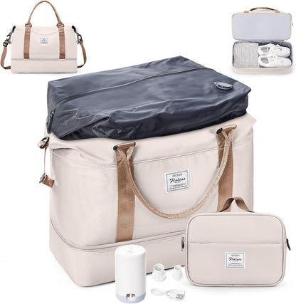 Weekender Bags for Women, Personal Item Travel Bag with Shoes Compartment | Overnight Travel Duffel Bag with Toiletry Bag, Airplane Friendly Carry-On Bag - Colors B