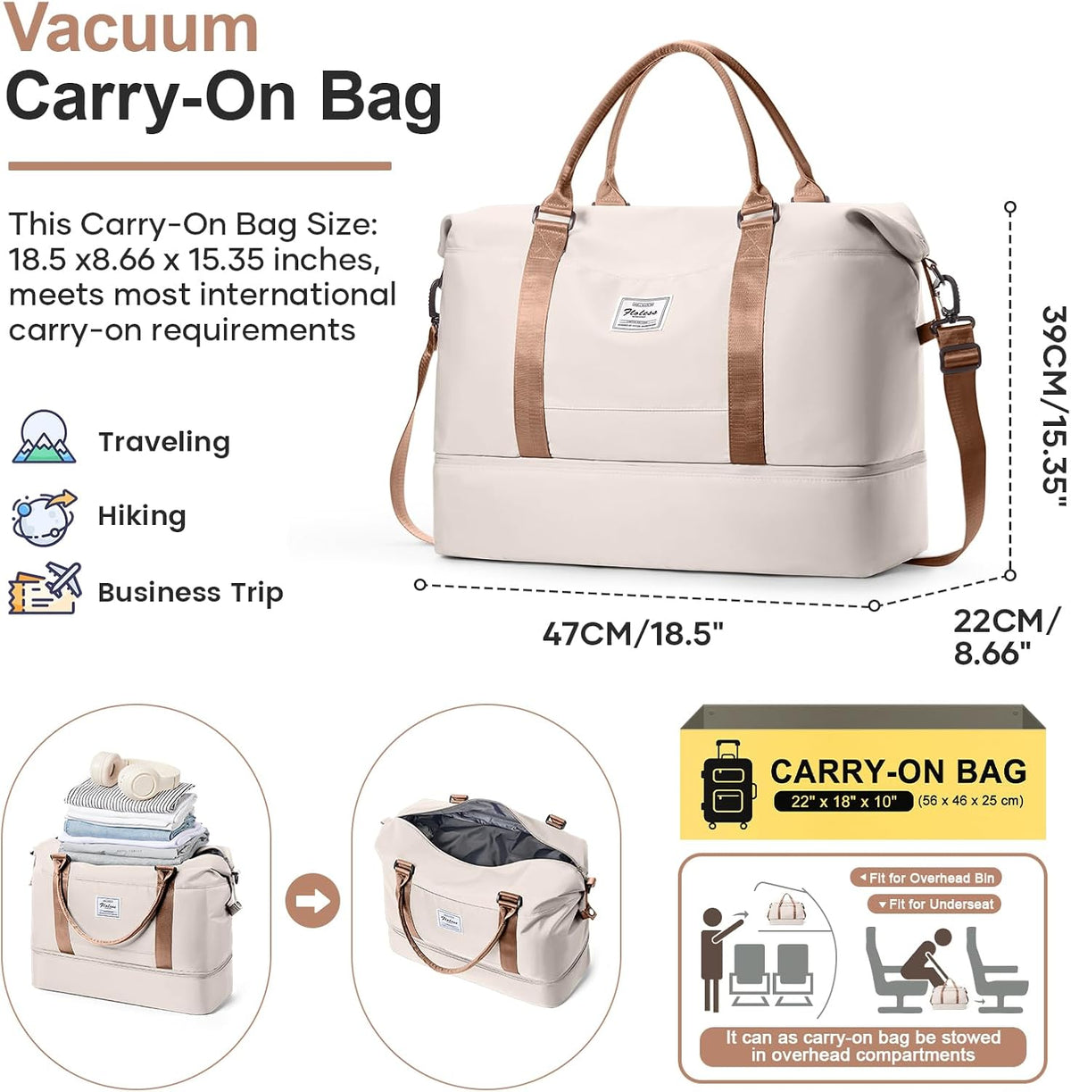 Weekender Bags for Women, Personal Item Travel Bag with Shoes Compartment | Overnight Travel Duffel Bag with Toiletry Bag, Airplane Friendly Carry-On Bag - Colors B