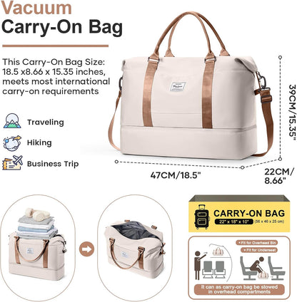 Weekender Bags for Women, Personal Item Travel Bag with Shoes Compartment | Overnight Travel Duffel Bag with Toiletry Bag, Airplane Friendly Carry-On Bag - Colors B