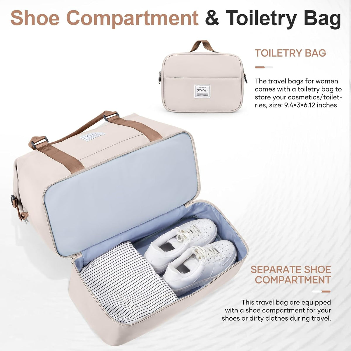 Weekender Bags for Women, Personal Item Travel Bag with Shoes Compartment | Overnight Travel Duffel Bag with Toiletry Bag, Airplane Friendly Carry-On Bag - Colors B