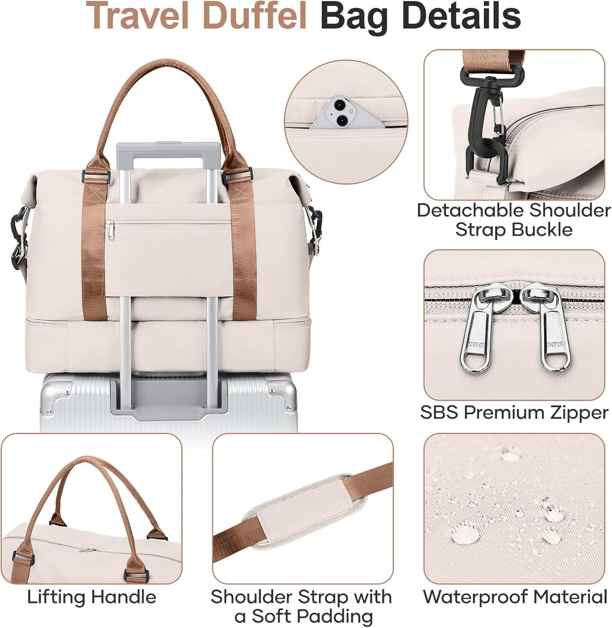 Weekender Bags for Women, Personal Item Travel Bag with Shoes Compartment | Overnight Travel Duffel Bag with Toiletry Bag, Airplane Friendly Carry-On Bag - Colors B