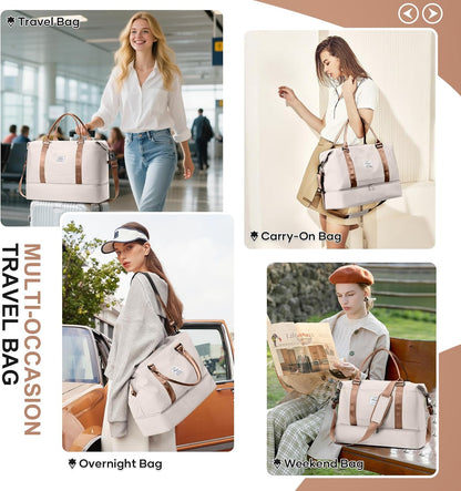 Weekender Bags for Women, Personal Item Travel Bag with Shoes Compartment | Overnight Travel Duffel Bag with Toiletry Bag, Airplane Friendly Carry-On Bag - Colors B