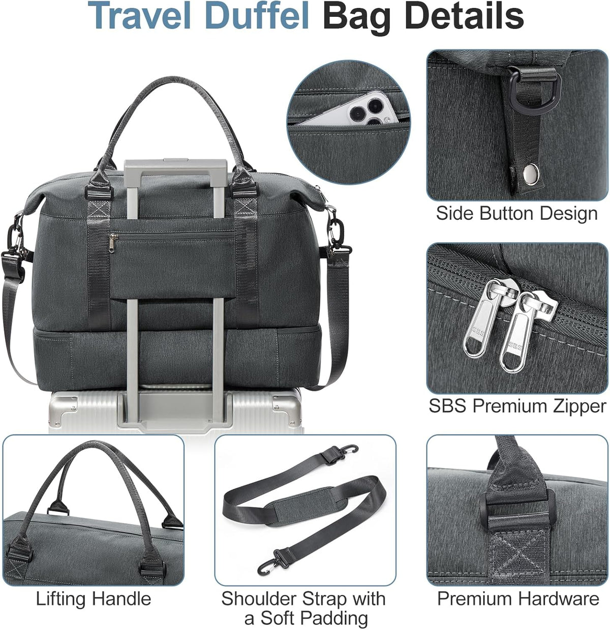 Weekender Bags for Women, Personal Item Travel Bag with Shoes Compartment | Overnight Travel Duffel Bag with Toiletry Bag, Airplane Friendly Carry-On Bag - Colors B