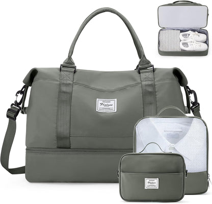 Weekender Bags for Women, Personal Item Travel Bag with Shoes Compartment | Overnight Travel Duffel Bag with Toiletry Bag, Airplane Friendly Carry-On Bag - Colors B