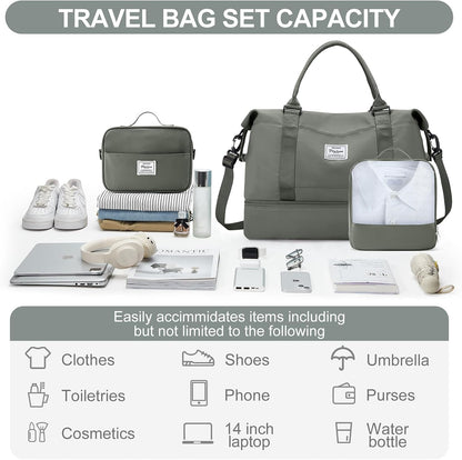 Weekender Bags for Women, Personal Item Travel Bag with Shoes Compartment | Overnight Travel Duffel Bag with Toiletry Bag, Airplane Friendly Carry-On Bag - Colors B
