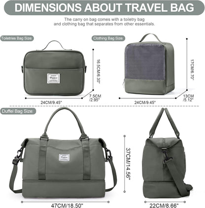Weekender Bags for Women, Personal Item Travel Bag with Shoes Compartment | Overnight Travel Duffel Bag with Toiletry Bag, Airplane Friendly Carry-On Bag - Colors B