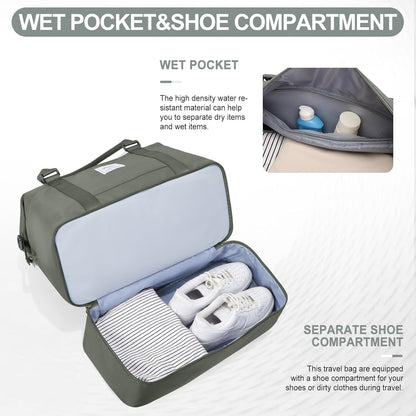 Weekender Bags for Women, Personal Item Travel Bag with Shoes Compartment | Overnight Travel Duffel Bag with Toiletry Bag, Airplane Friendly Carry-On Bag - Colors B