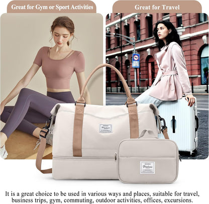 Weekender Bags for Women, Personal Item Travel Bag with Shoes Compartment | Overnight Travel Duffel Bag with Toiletry Bag, Airplane Friendly Carry-On Bag - Colors B